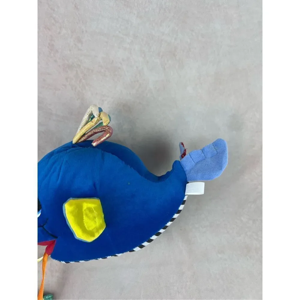 Vintage Love n Care Stuffed Plush Whale Fish Colorful Rattle Toy Green Red Blue